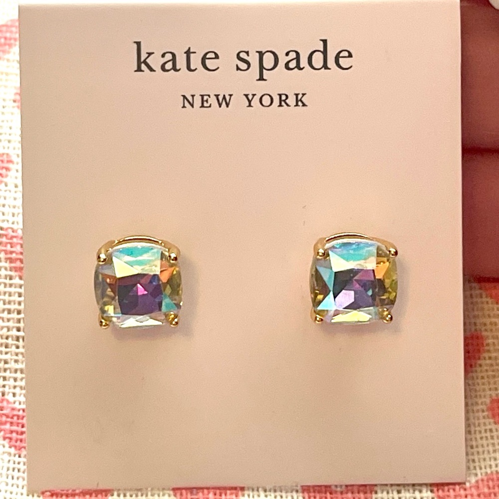 kate spade ♠️ Iridescent Square Earrings with Golden Setting - Picture 4 of 11